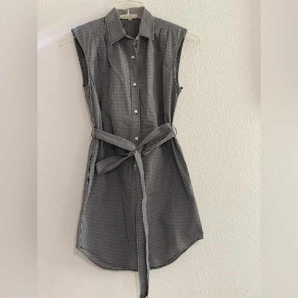 Frame Gingham Print Summer Shirt Dress Button Front XS